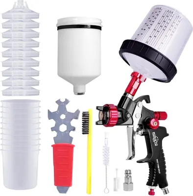 Produktbild von HVLP Lackierpistole-Professionelle Farbspritzpistole  mit 1,3 mm Düse /600 ml Plastikbecher