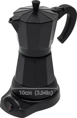Zdjęcie produktu dla Dzbanek do kawy Moka, pojemność 300 ml, moc 480 W, nowoczesny design, czarny