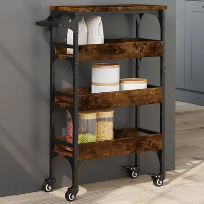 Obrázek produktu pro Kuchyňský vozík kouřový dub 53x20x76 cm materiál na bázi dřeva