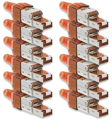 Produktbild von Netzwerkstecker Cat7 CAT 7 RJ45 Stecker 12x Steckverbinder werkzeuglos geschirmt