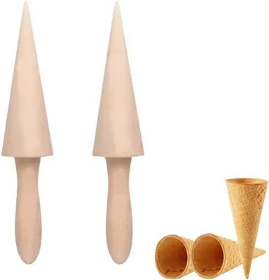 Zdjęcie produktu dla Zestaw Famanu Wafelkegelroller, 2 sztuki - drewniane formy do waflów w kształcie stożka