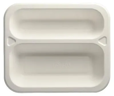 Produktbild von 100 Siegelschalen Zuckerrohr 2-geteilt 975 ml 4,2 cm x 21,2 cm x 25 cm weiss