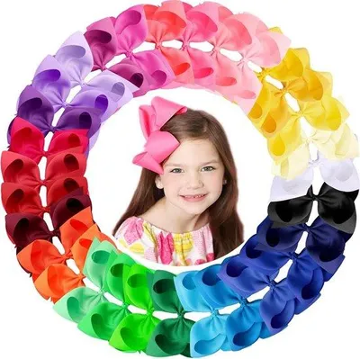 Productafbeelding van Set van 30 Haarstrikken in 30 Kleuren met Krokodillenklemmen voor Meisjes