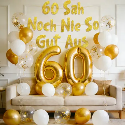 60. Geburtstag Deko Set – Banner, Ballons & Zahl 60