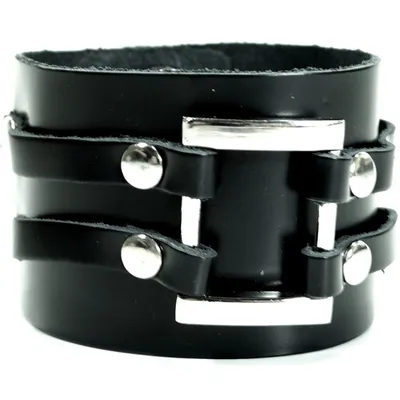 Produktbild von CJBB1908 Herren Armband Leder schwarz 21,5 cm