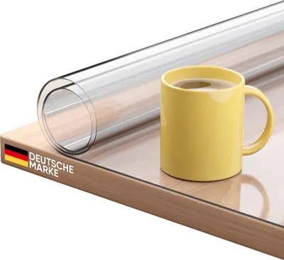 Produktbild von Björn&Schiller Tischdecke transparent 2mm, PVC-Folie für Tisch 90x160 cm, langlebige Schutzfolie für Esstisch, Schreibtisch & Glastisch
