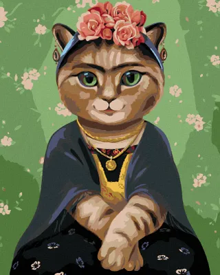 Obrázek produktu pro Zuty - Diamantové malování - FRIDA KAHLO JAKO KOČKA, 40x50 cm, vypnuté plátno na rám