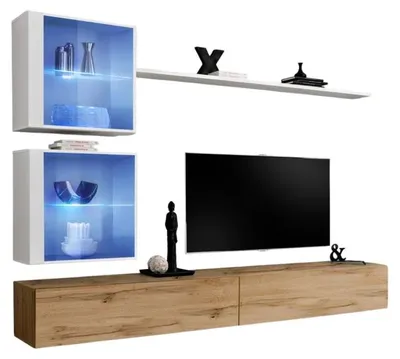 Produktbild von Meublorama AM-SWITCH 18-WWT SW 18*6C/102KG, 1 Regale, 5 Tür(en), Braun, Mitteldichte Faserplatte (MDF), 4 Schublade(n), 400 mm