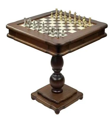Produktbild von Exklusiver Italfama Spieltisch Set – Messing Schachfiguren, Backgammon & Dame 58x58 cm