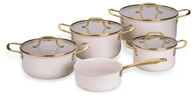 Produktbild von Fackelmann x Pamela Reif Signature Kochtopf-Set 9-tlg  in Pastell-Beige für jede Küche