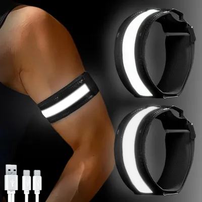Productafbeelding van Led armband oplaadbaar - Set van 2 - Zwart