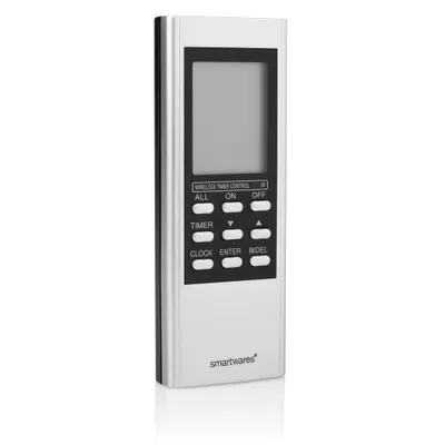 Produktbild von Smartwares SH5-TDR-T SmartHome Funk-Timer Fernbedienung 15-CH, Intelligentes Heimgerät, Drucktasten, Eingebautes Display, Schwarz, Silber
