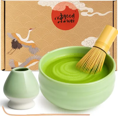 Produktbild von Matcha Set "Minto" mit Schale, Besen & Besenhalter – edles Set für Matcha-Zeremonie und stilvollen Teegenuss