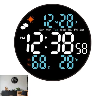 Produktbild von Digitale Klassenzimmeruhr – Große 10-Zoll Runduhr mit LED-Display, Datumsanzeige, Countdown-Timer, Fernbedienung & Temperaturanzeige für Lehrkräfte
