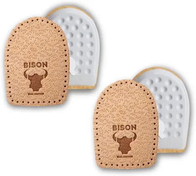 Produktbild von Bison - Fersensporn Einlagen - Schuheinlagen Erhöhung - Fersenpolster Schuhe - Leder-Fersenkissen - Orthopädischer Keil - Verschiedene Längen