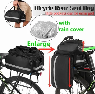 Produktbild von Torba rowerowa na tylne siodełko Wielofunkcyjna torba rowerowa Wodoodporna torba na bagażnik rowerowy MTB z osłoną przeciwdeszczową