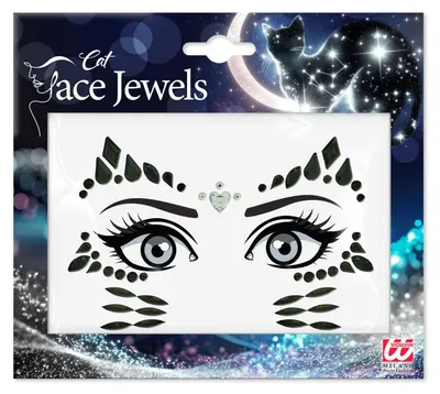 Produktbild von Face Jewels "Katze" | Mehrfarbig - Selbstklebende Glitzersteine