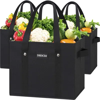 Produktbild von Solidchoice – Set aus 3 zusammenklappbaren Einkaufstaschen mit Tragegriffen