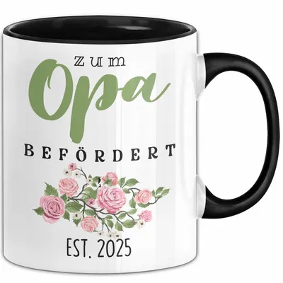 Produktbild von Trendation - Du Wirst Opa 2022 Tasse Geschenk Schwangerschaft Verkünden Großvater Überraschung Baby Kaffeetasse Opa Befördert 2022 (Schwarz)