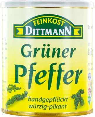 Immagine prodotto di Delicatessen Dittmann pepe verde in salamoia piccante ATG 500g lattina 850g