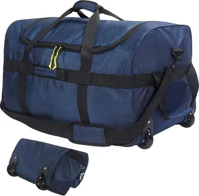 Produktbild von Famanu Reisetasche mit Rollen, große faltbare Reisetasche, blau - 85L