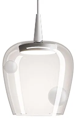 Produktbild von Zafferano Pendelleuchte Bilia 230V LED 8W 3000K, sandgestrahltes Weiß, Durchmesser 18 cm, Gesamthöhe 324 cm, elegantes Design aus Borosilikatglas
