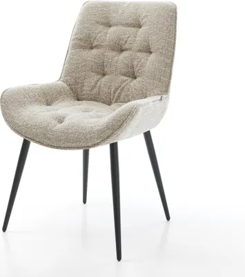 Immagine prodotto di DELIFE sedia da pranzo Taimi-Flex tessuto morbido beige 4 piedi conici nero
