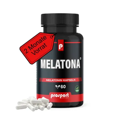 Produktbild von Prosport Melatona® – Melatonin 60 Kapseln mit Magnesium, 5-Vitaminen – 1,5 mg Melatonin pro Kapsel – Vegan – Nahrungsergänzungsmittel