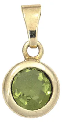 Produktbild von Anhänger mit Peridot grün rund 585 Gold Gelbgold Halsschmuck Damen Goldanhänger
