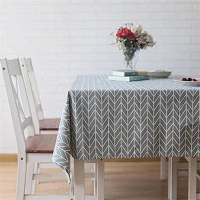 Produktbild von Tischdecke Rechteckig Baumwolle Leinen 130 x 180 cm Grau