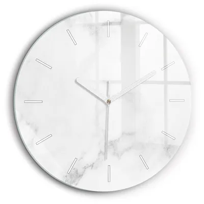 Produktbild von Wallfluent Große Wanduhr – Stilles Quarzuhrwerk - Uhr Dekoration Wohnzimmer Schlafzimmer Küche - Zifferblatt mit Striche - weiße Zeiger - 60 cm - Eleganter Marmor