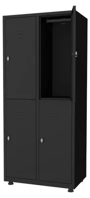Produktbild von Povag Spind Metallschrank 180x80x50 cm, 4 extra breite Fächer, Schwarz