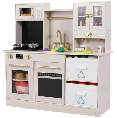 Immagine prodotto di Cucina giocattolo in legno con luci e suoni, adatta a bambini dai 3 anni in su, colore beige