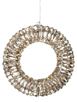 Productafbeelding van Warm wit 400 Micro-LED flash verlichte krans frame goud dia 38 cm Lumineo