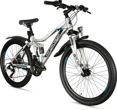 Produktbild von Bergsteiger Broome 26 Zoll Kinderfahrrad, Shimano 21 Gang-Schaltung, StVZO,  Mountainbike mit Vollfederung, Scheibenbremsen & Dynamo-Licht, geeignet für 8, 9, 10, 11, 12, 13 Jahre, Jungen-Fahrrad & Mädchen-Fahrrad