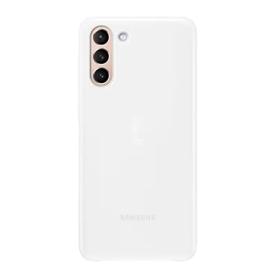 A white Samsung phone case is shown against a white background.