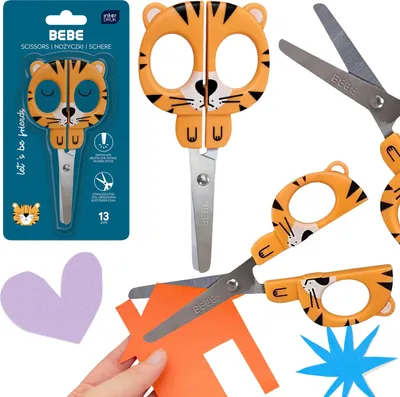 Produktbild von Kinderschere mit Tigergriff, schulkonform, SICHER, 13 cm, BEBE Friends Boys 3+