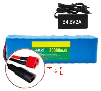 Image de Batterie lithium-ion, capacité de 30000 mAh, système de gestion de batterie (BMS) intégré, chargeur T-DC 54,6V 2A