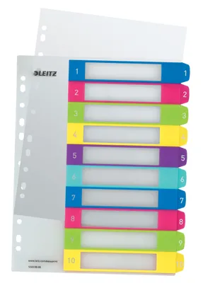 Produktbild von Leitz Register WOW 12430000 DIN A4 1-10 volle PP Höhe farbig