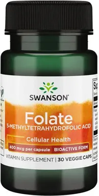 Image de Acide folique 5-MTHF 400 mcg 30 gélules végétales Swanson Health Products