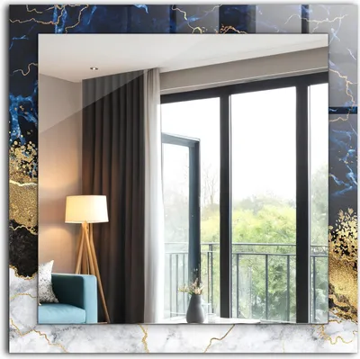 Produktbild von Dekorativer Wandspiegel - Bedruckter Spiegel - Motiv - 60x60 cm - Marmorabstraktion