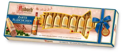 Produktbild von Asbach Pralinen Zarte Weinbrand Füllung Fläschchen mit Kruste 150g