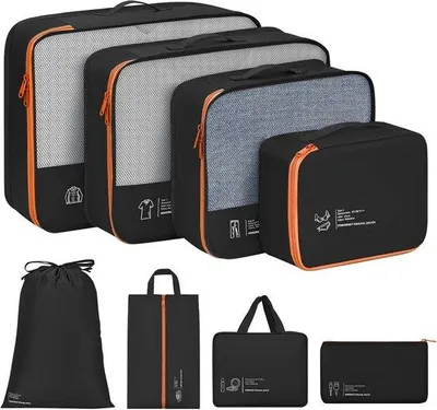 Produktbild von Reiseverpackungskisten, 8 schwarze Organisierboxen