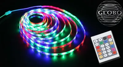 Produktbild von Globo Lighting LED-Band Kunststoff, dimmbar, RGB Farbwechsler, RGB Farben fixierbar, Verbinder inkl., Fernbedienung, Kürzbar, Batterie inkludiert 1x CR2025, 30 LED/Meter, LED weiß: 353lm, 199 Stufen, LxBxH: 5000x10x3mm, Länge Zuleitungskabel 1500mm, inkl. 150x RGBW LED 0.24W 230V, 353lm Source, 353lm Output, Bunt