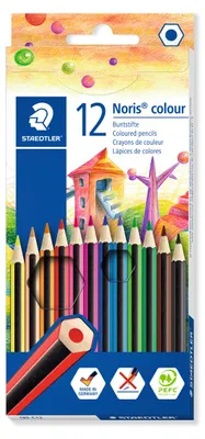 Obrázek produktu pro Staedtler Noris colour 185, Černá, Modrá, Hnědá, Zelená, Světle modrá, Světle zelená, Purpurová, Oranžová,..., 12 kusů