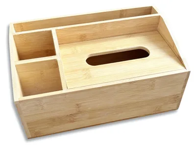 Produktbild von Multifunktionale Holzbox für Taschentücher mit 4 Fächern