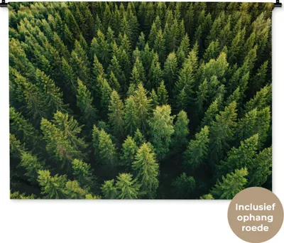 Produktbild von MuchoWow® Wandteppich Wandbehang Wald - Baum - Grün 150x112 cm Tapisserie Dekoration Wandtuch - Wanddecke - Wandteppiche