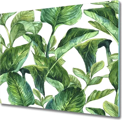 Produktbild von Glas Herdabdeckplatte 60x52 cm Spritzschutz Glasabdeckplatte Schneidebrett Blätter