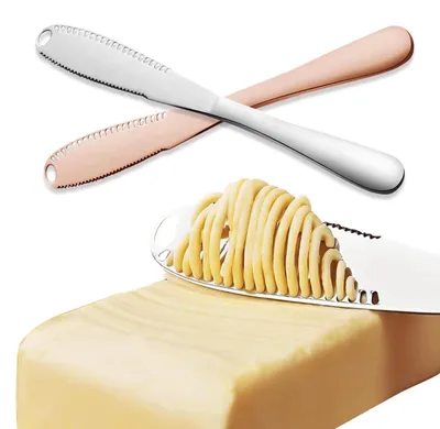 Buttermesser 2er-Set, 3-in-1, gezackt, für Butter & Marmelade