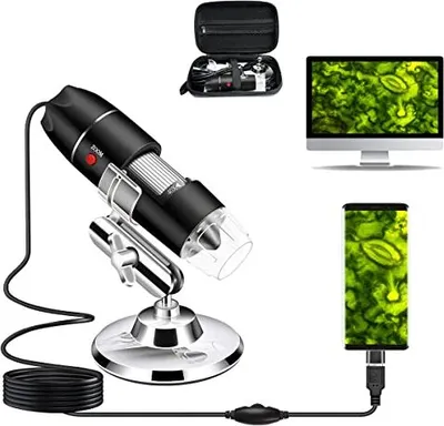 Produktbild von USB -Mikroskopkamera, 40x 1000x, digitaler Metallständer Carry Case, kompatible Android Windows 7, 8, 10, 11, Linux, Mac, tragbare Kamera